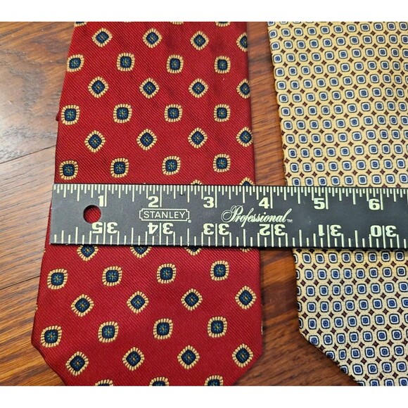 Lot of 4 Vtg Polo Ralph Lauren Silk Tie Hand Made USA Yellow Red Dark Blue Navy - Picture 14 of 16